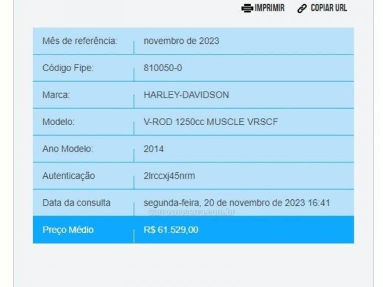 HARLEY-DAVIDSON - V-ROD MUSCLE - 2013/2014 - Branca - R$ 55.000,00